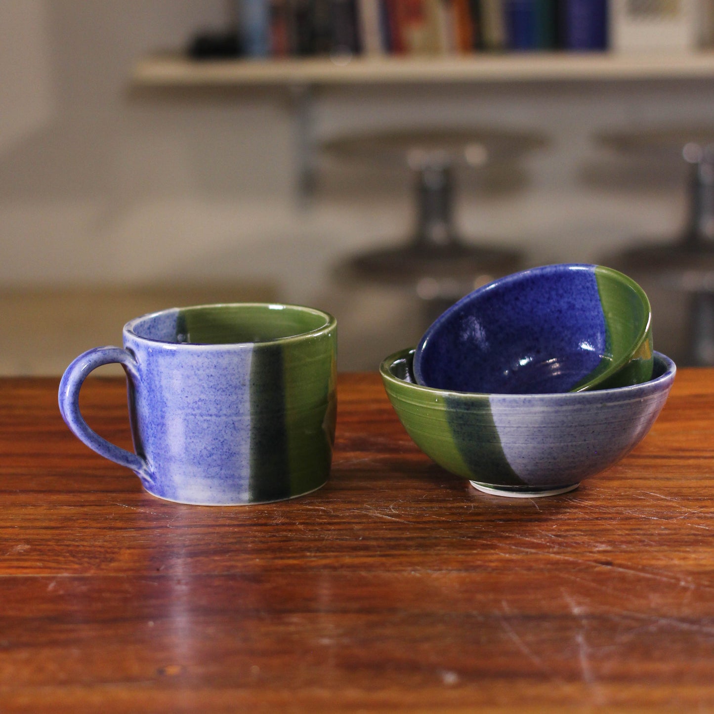 Matcha / Denim 2 Bowls & 1 Cup Set 044