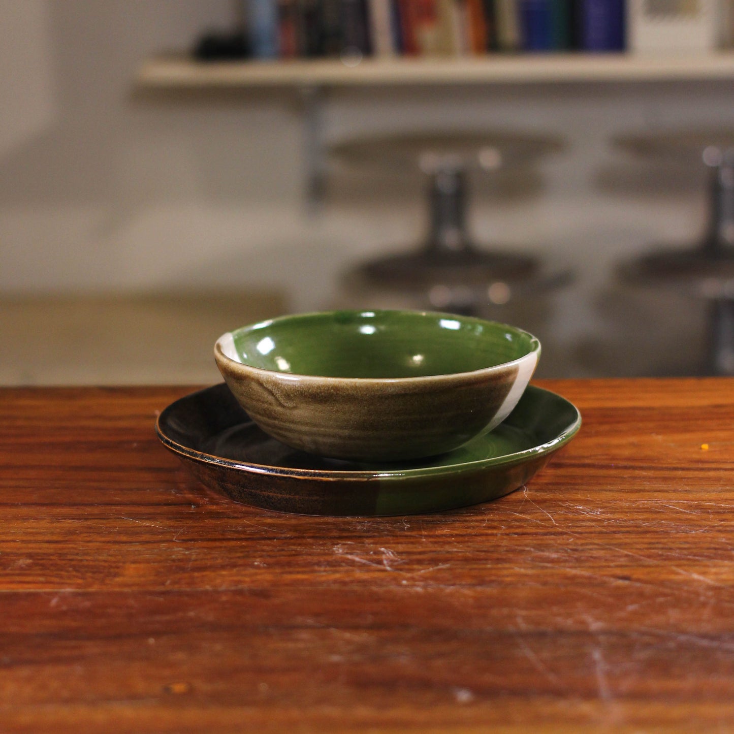 Tenmoku/Matcha Bowl & Plate Set 048