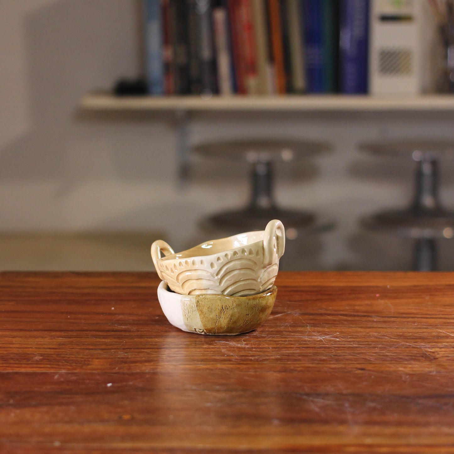 Mocha Tenmoku Bowl w/ Handles Set 061